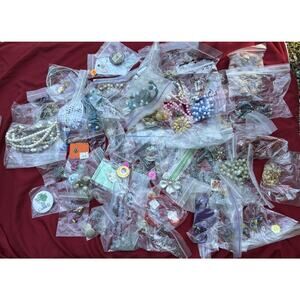 Costume Jewelry Lot  #1 - 3 lb (Approx 80 pcs) Necklaces, Earrings, Pins & More